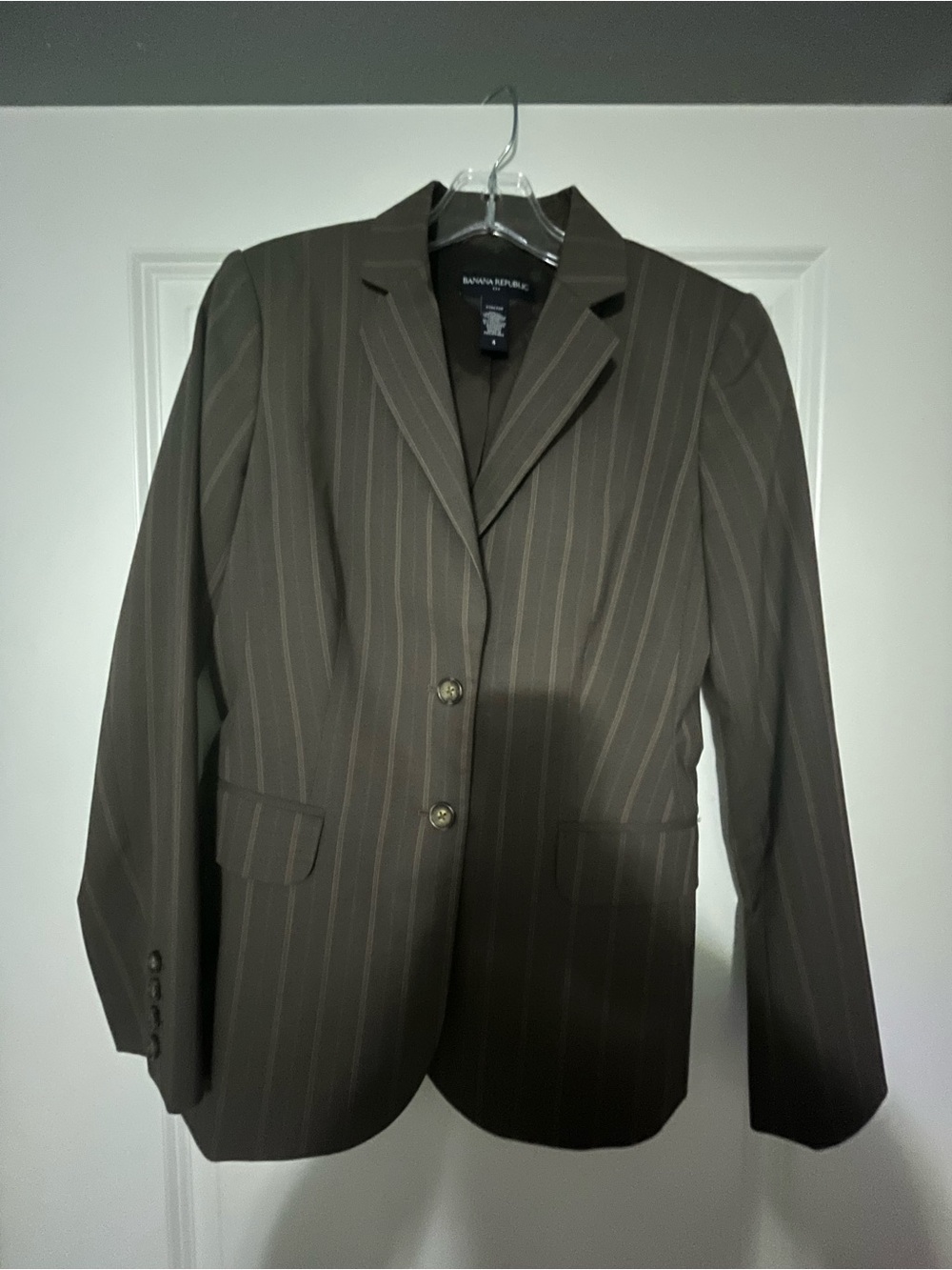Banana Republic Olive-Brown Pinstripe Tailored Blazer